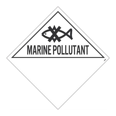 Marine Pollutant Placard, Pk50, Material: Pressure Sensitive Removable Vinyl .0045